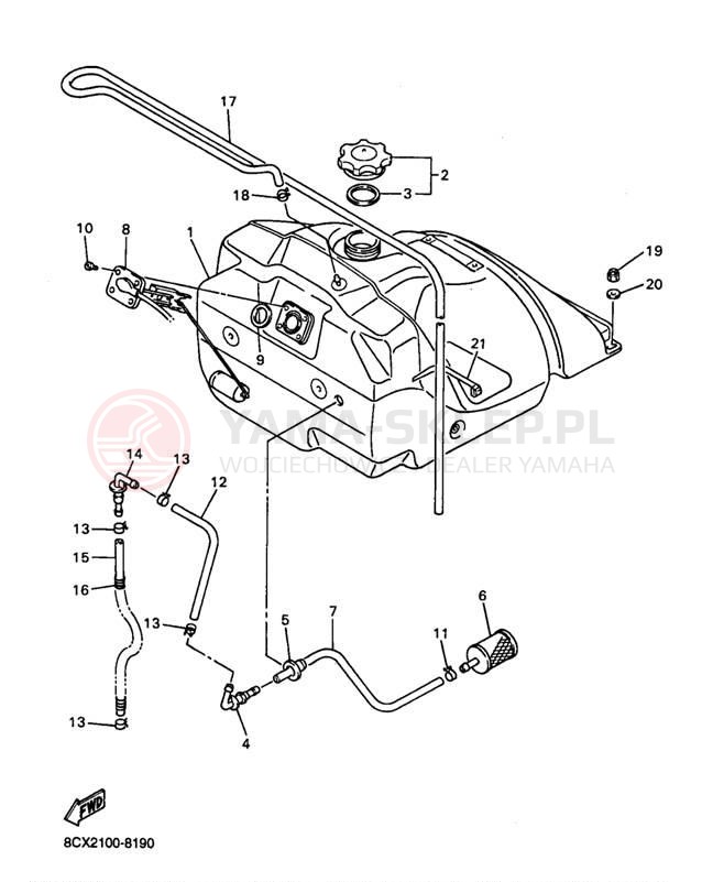 Schemat "zbiornik paliwa" do Yamaha VENTURE 500 VT500B/VT600B