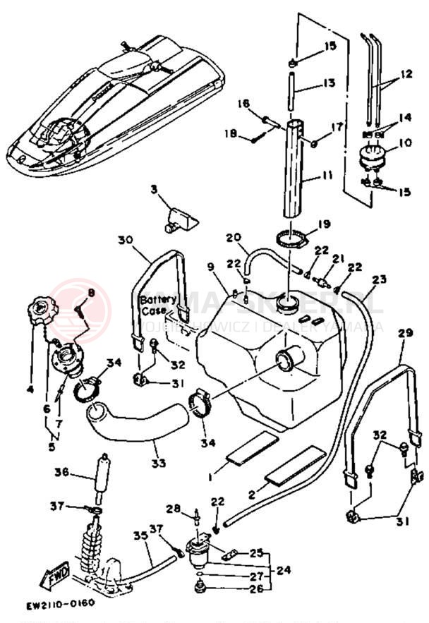 Schemat "zbiornik paliwa" do Yamaha SUPER JET SJ650P