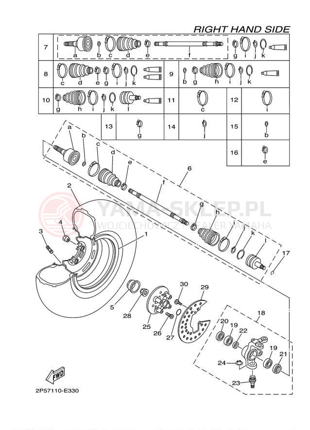 Schemat "Koło przód" do Yamaha RHINO 450 YXR45FYGR/YXR45FYR