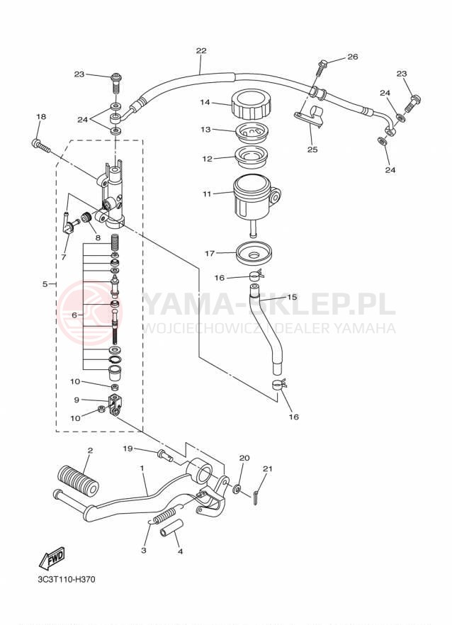 Schemat "Pompa hamulcowa tył" do Yamaha FZS1 FZS10FGY/FZS10FCGY
