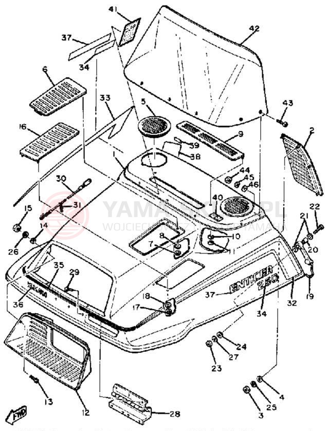 Schemat "SHROUD - WINDSHIELD" do Yamaha ET250D