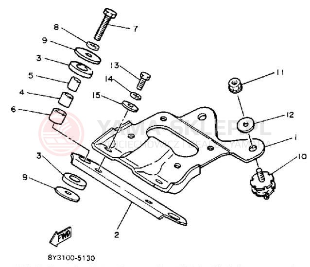 Schemat "Mocowanie silnika" do Yamaha EXCEL III EC340J