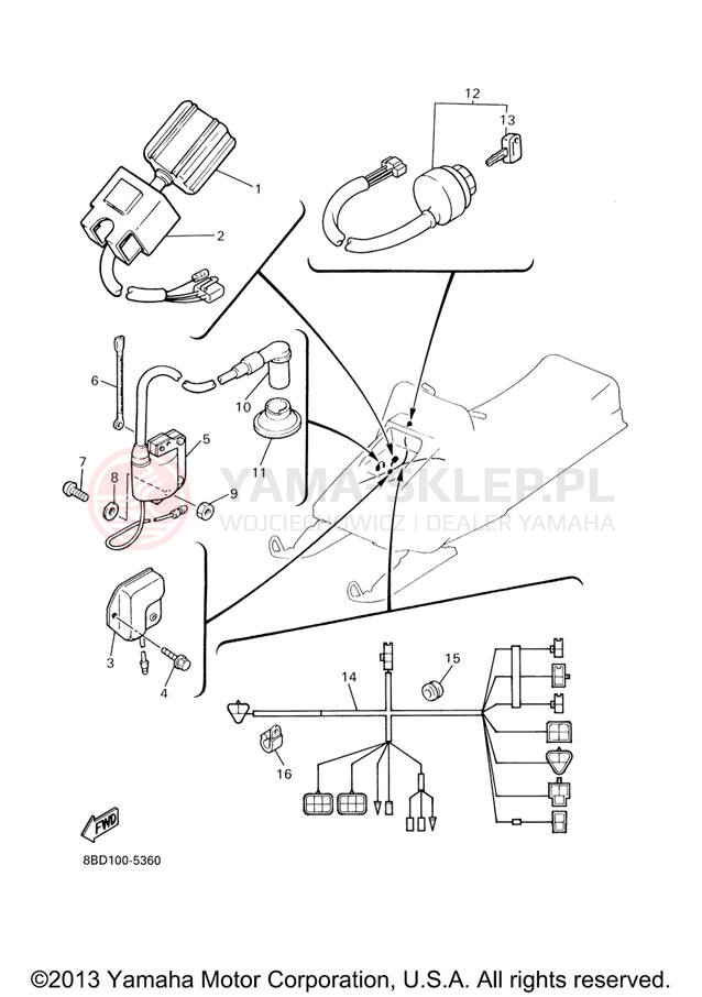 Schemat "układ elektryczny" do Yamaha BR250TX