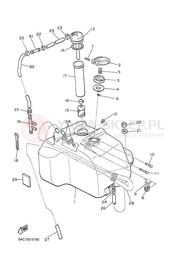 Schemat "zbiornik paliwa" do Yamaha VK 540 III VK540EH
