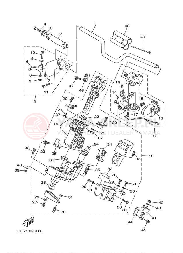 Schemat "Kierownica i osprzęt" do Yamaha XLT1200 XA1200AC