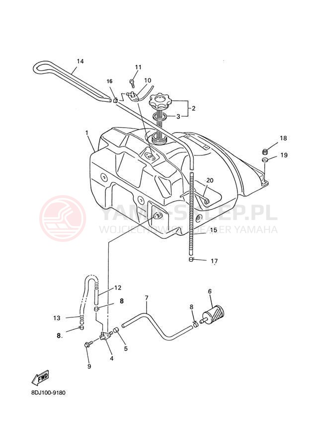 Schemat "zbiornik paliwa" do Yamaha PHAZER 500 PZ500F
