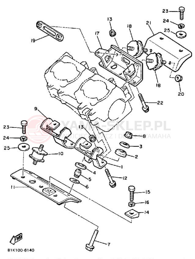 Schemat "Mocowanie silnika" do Yamaha V-MAX VMX540L