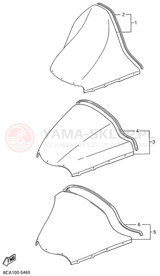 Schemat "Szyba" do Yamaha VMAX 600 MOUNTAIN MAX VX600STW