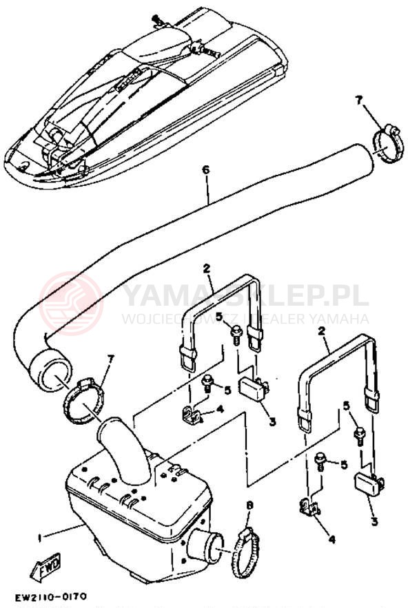 Schemat "Wydech końcowy" do Yamaha SUPER JET SJ650P