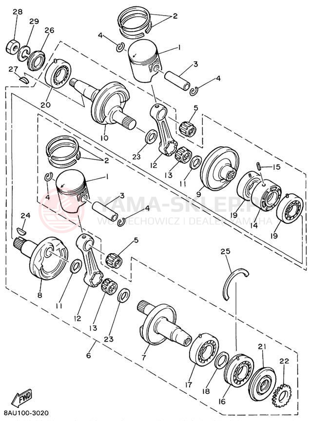 Schemat "Wał korbowy, tłok" do Yamaha VK540 III VK540EC