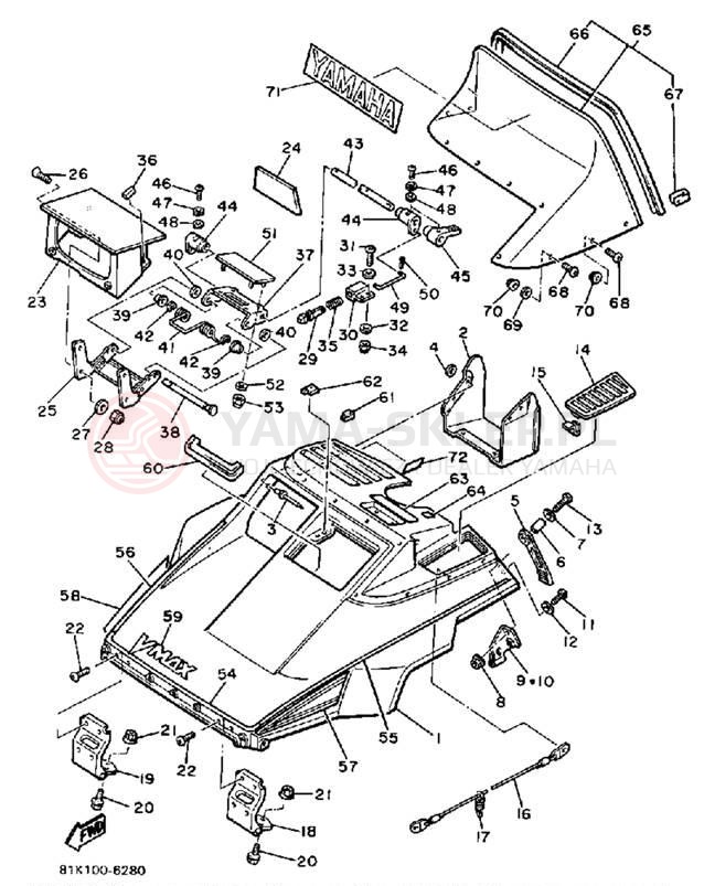 Schemat "SHROUD - WINDSHIELD" do Yamaha V-MAX VMX540J
