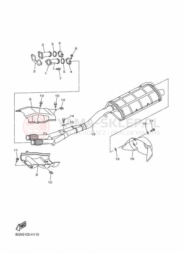 Schemat "Wydech końcowy" do Yamaha PHAZER RTX PZ50RTFB