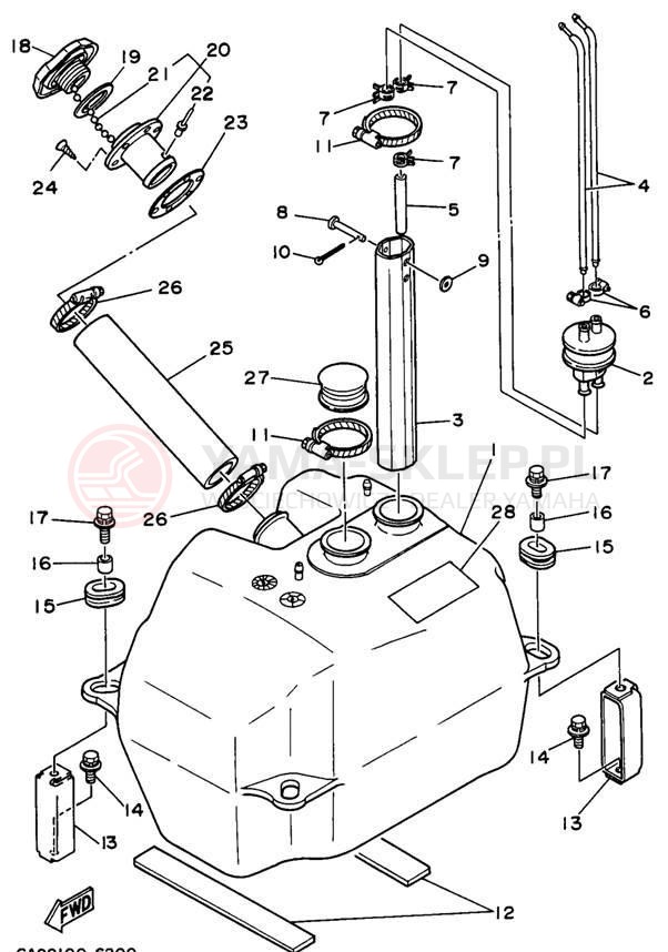 Schemat "zbiornik paliwa" do Yamaha WAVE RUNNER III WRA650U