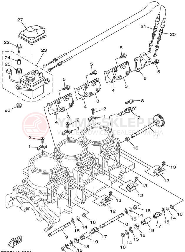 Schemat "Obudowa silnika - cylinder" do Yamaha XLT1200 XA1200AZ