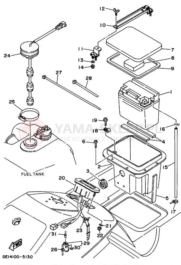 Schemat "układ elektryczny" do Yamaha WAVE RUNNER III GP WRA700T