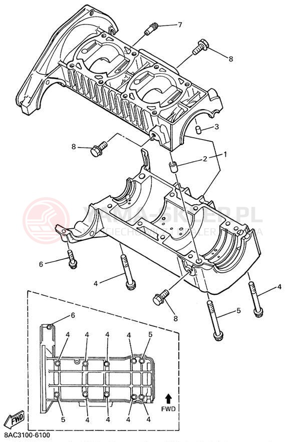 Schemat "Obudowa silnika" do Yamaha VK540 III VK540EC