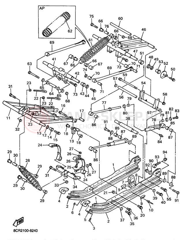 Schemat "Zawieszenie gąsiennicy" do Yamaha VMAX 500 XT VX500XTB