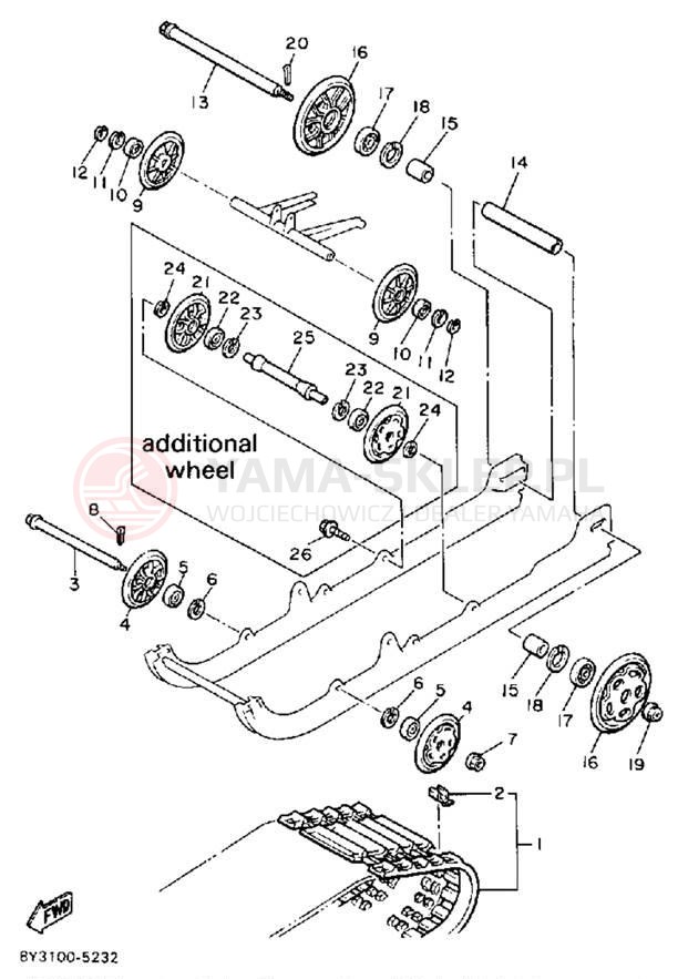 Schemat "Zawieszenie gąsiennicy" do Yamaha EXCEL III EC340M