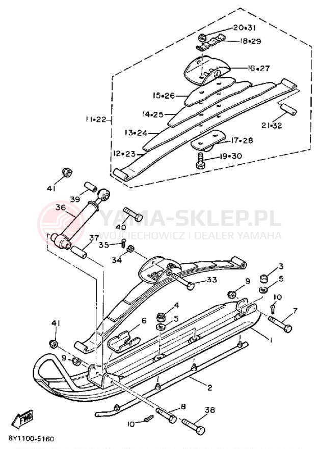 Schemat "płozy" do Yamaha BRAVO T (LONG TRACK) BR250TM
