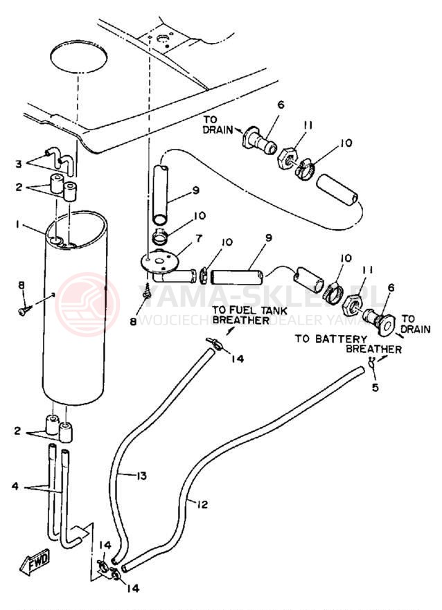 Schemat "odpowietrzenie" do Yamaha WR650P