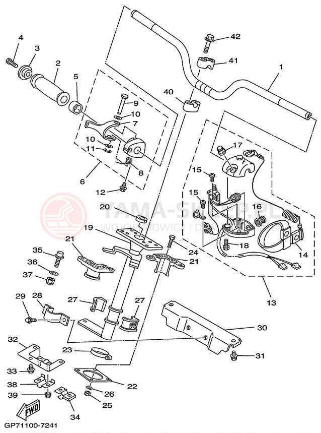 Schemat "Kierownica i osprzęt" do Yamaha WAVE RUNNER GP1200 GP1200X