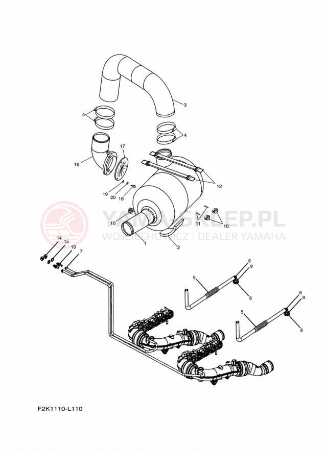 Schemat "wydech" do Yamaha AR210 LAT1100BP/LAT1100AP