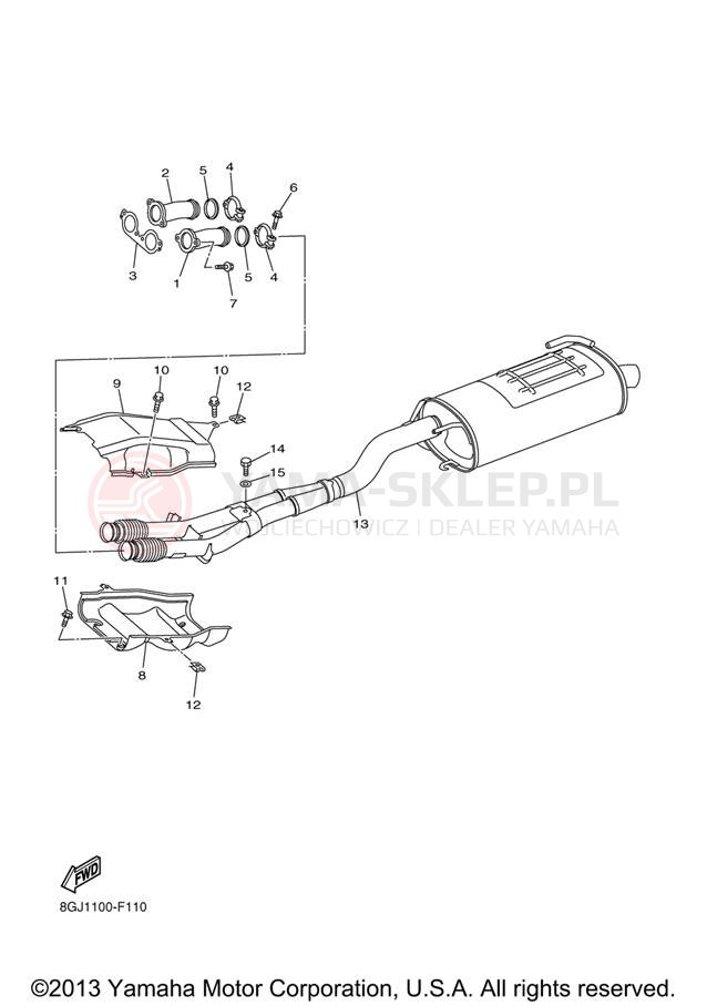 Schemat "Wydech końcowy" do Yamaha VENTURE LITE PZ50VTXL/PZ50VTXR