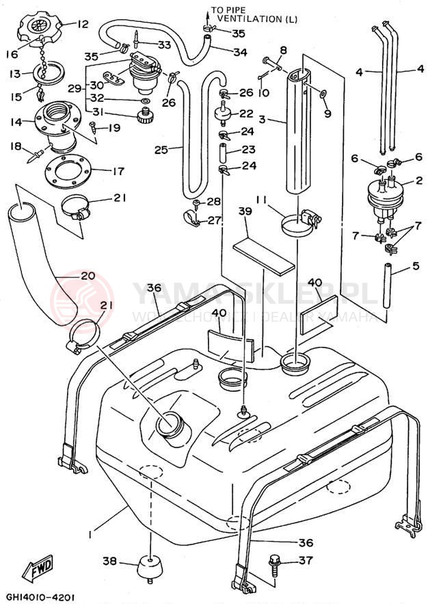 Schemat "zbiornik paliwa" do Yamaha WAVE RAIDER RA700T