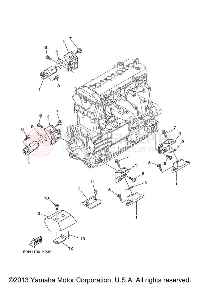 Schemat "Mocowanie silnika" do Yamaha (WAVERUNNER FX HO) FY1800J
