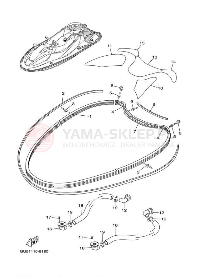 Schemat "GUNWALE - MAT" do Yamaha SUV1200 SV1200A