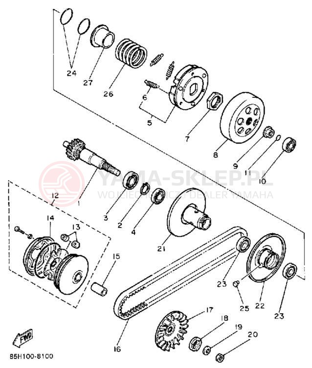 Schemat "sprzęgło" do Yamaha SNOSCOOT (ELEC START) SV80EM