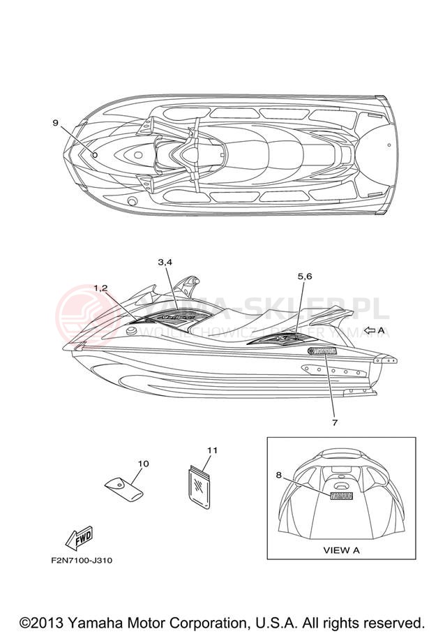 Schemat "naklejki" do Yamaha WAVERUNNER VX SPORT VX1100J