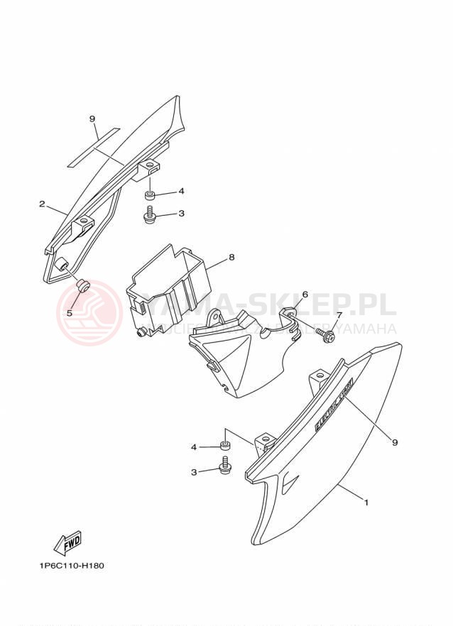 Schemat "Pokrywa boczna" do Yamaha TTR50E TTR50EF