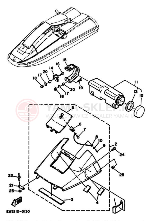 Schemat "HULL & DECK" do Yamaha SUPER JET SJ650Q