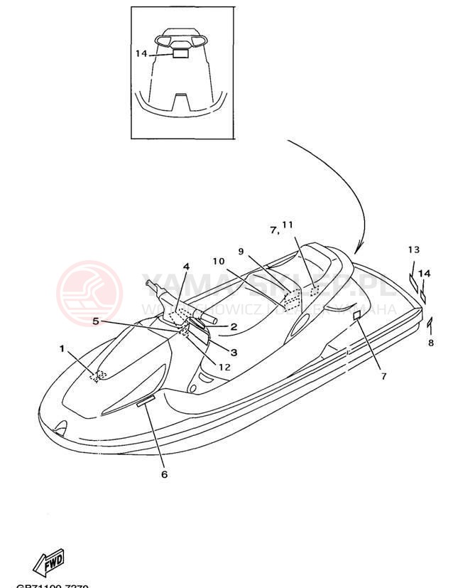Schemat "naklejki" do Yamaha WAVE RUNNER GP760 GP760V