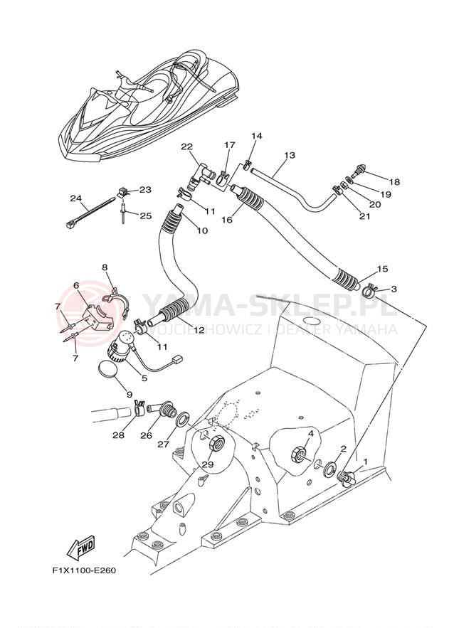 Schemat "Pompa bigle" do Yamaha WaveRunner FX HO FX1100F