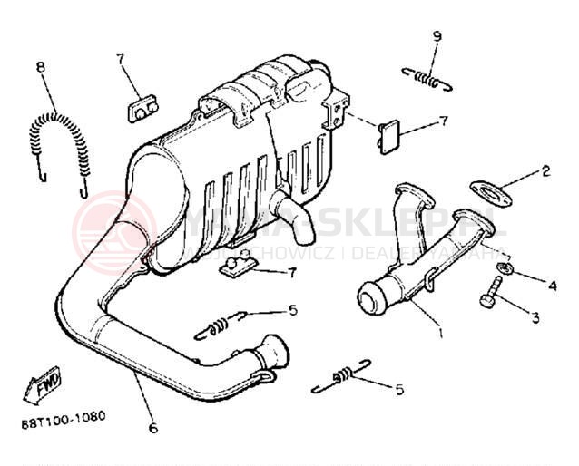 Schemat "Wydech końcowy" do Yamaha VENTURE XL VT480R