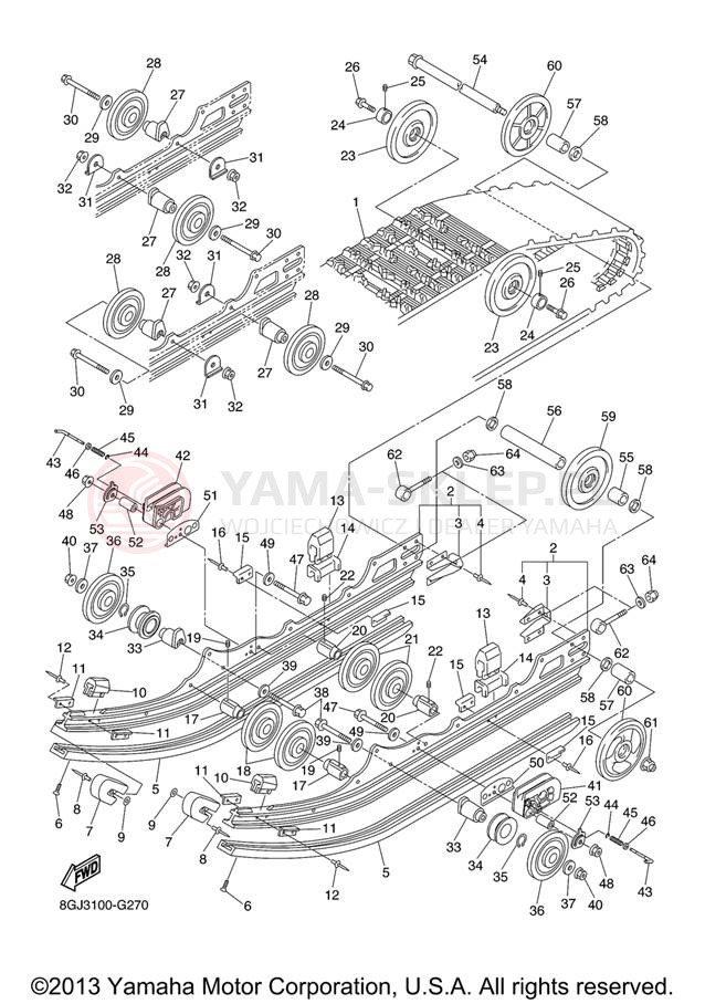 Schemat "Zawieszenie gąsiennicy" do Yamaha VENTURE LITE PZ50VTZL/PZ50VTZR