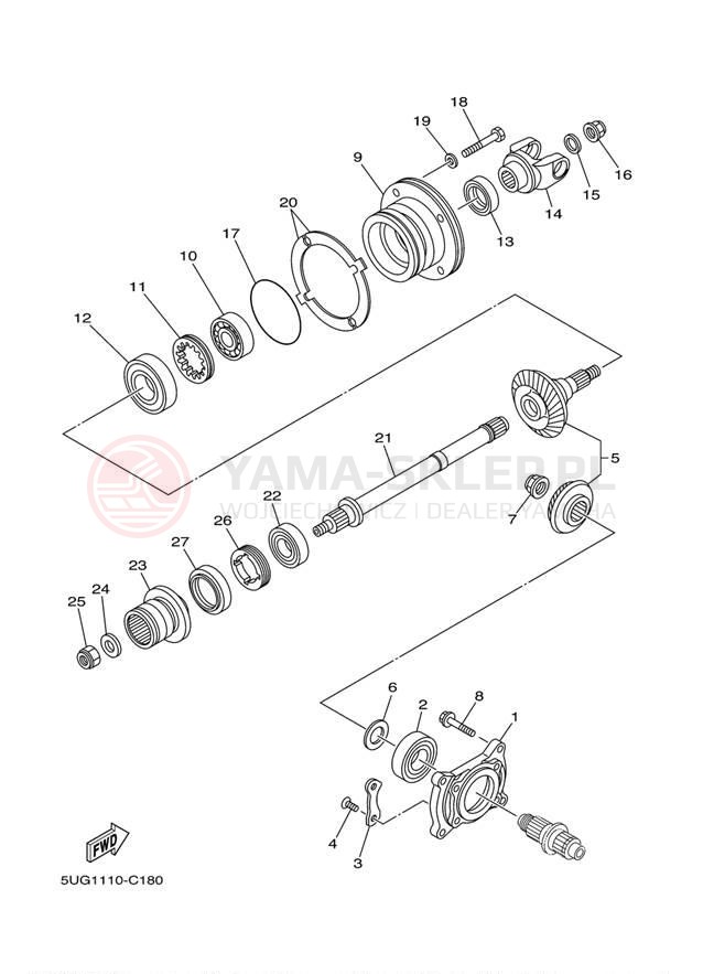 Schemat "Przeniesienie napędu" do Yamaha RHINO 660 YXR66FW