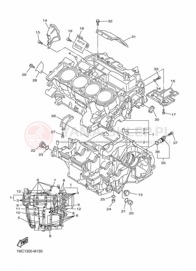 Schemat "Obudowa silnika" do Yamaha FJR1300ES FJR13ESFC/FJR13ESF