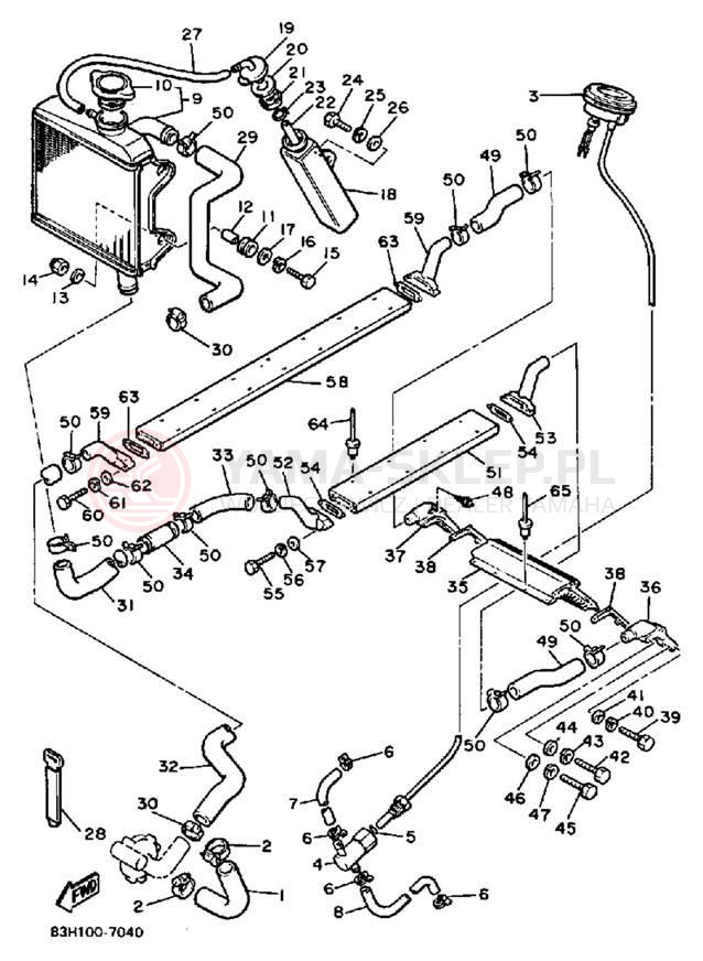 Schemat "Układ chlodzenia" do Yamaha V-MAX VMX540L