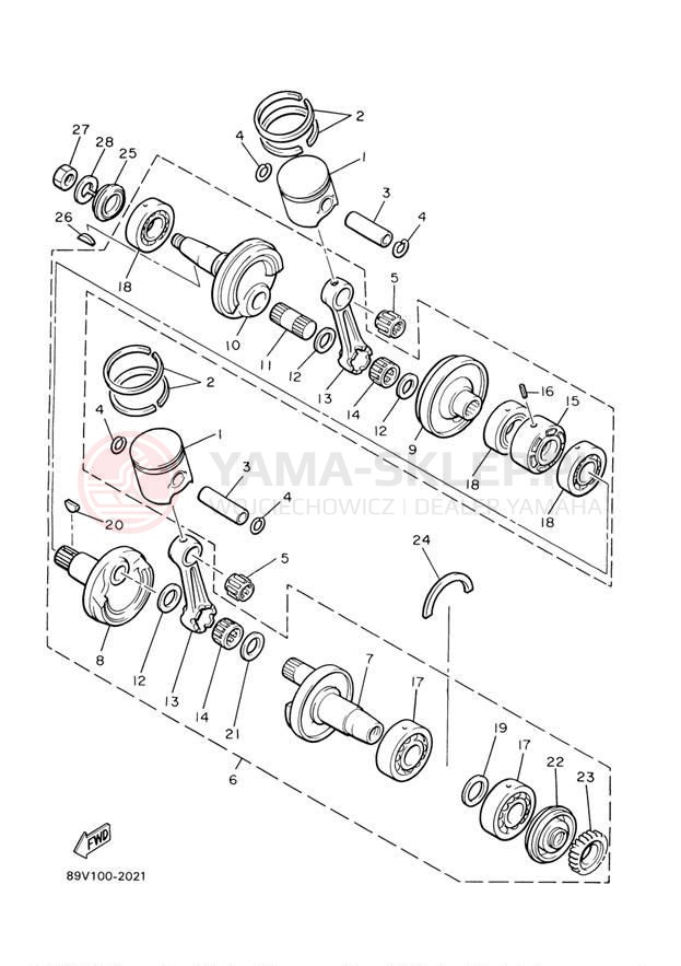 Schemat "Wał korbowy, tłok" do Yamaha PHAZER MOUNTAIN LITE PZ480STA
