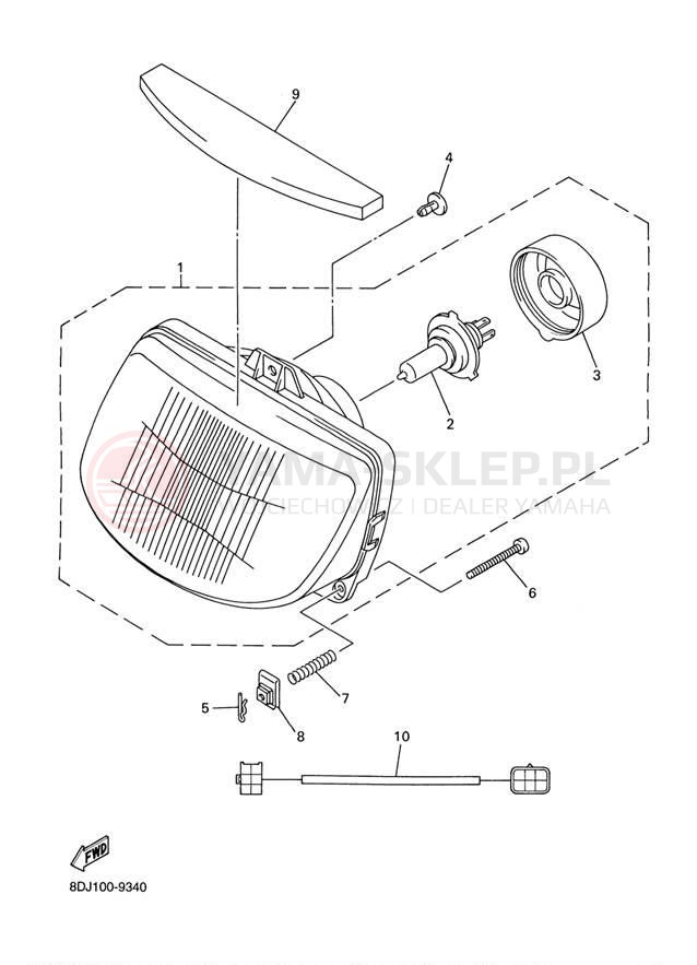Schemat "Lampa przód" do Yamaha PHAZER 500 PZ500D