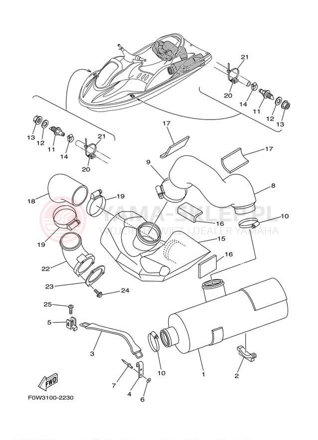 Schemat "Wydech końcowy" do Yamaha GP800R GP800AA