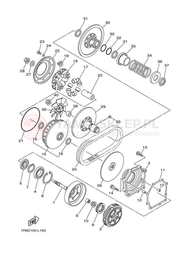 Schemat "sprzęgło" do Yamaha RHINO 700 YXR7FBGR/YXR7FBL
