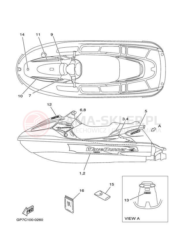Schemat "Naklejki" do Yamaha GP760 GP760Y