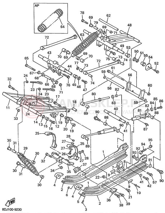 Schemat "Zawieszenie gąsiennicy" do Yamaha PHAZER 500 PZ500C