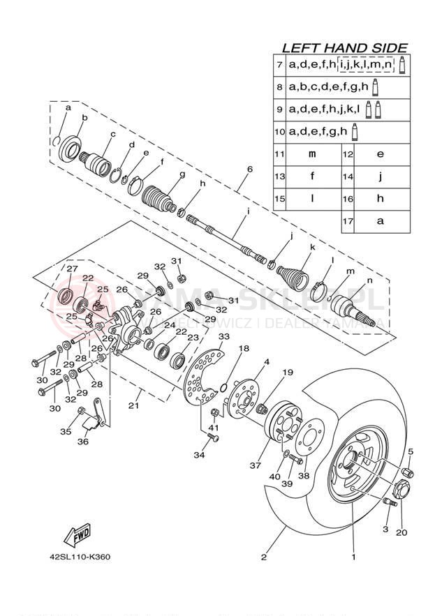 Schemat "Koło tył" do Yamaha YXR7FSPD