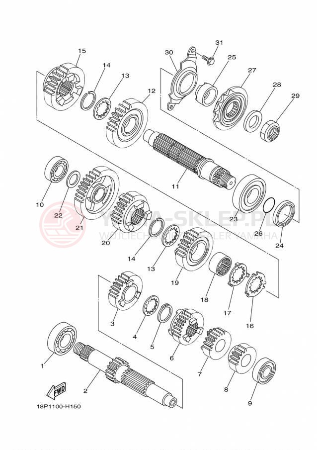 Schemat "Skrzynia biegów " do Yamaha YFZ450R YFZ450RFL