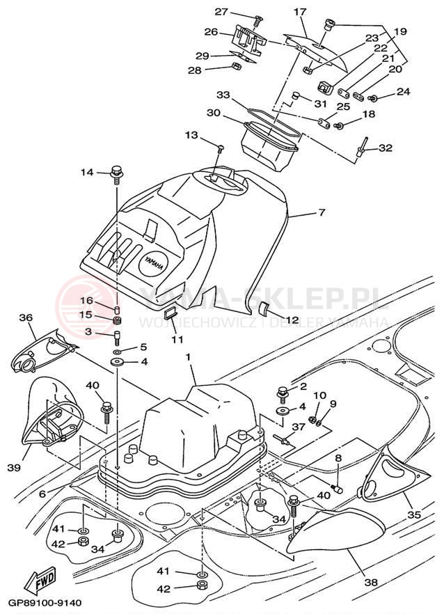 Schemat "ENGINE HATCH" do Yamaha WAVE RUNNER GP1200 GP1200X